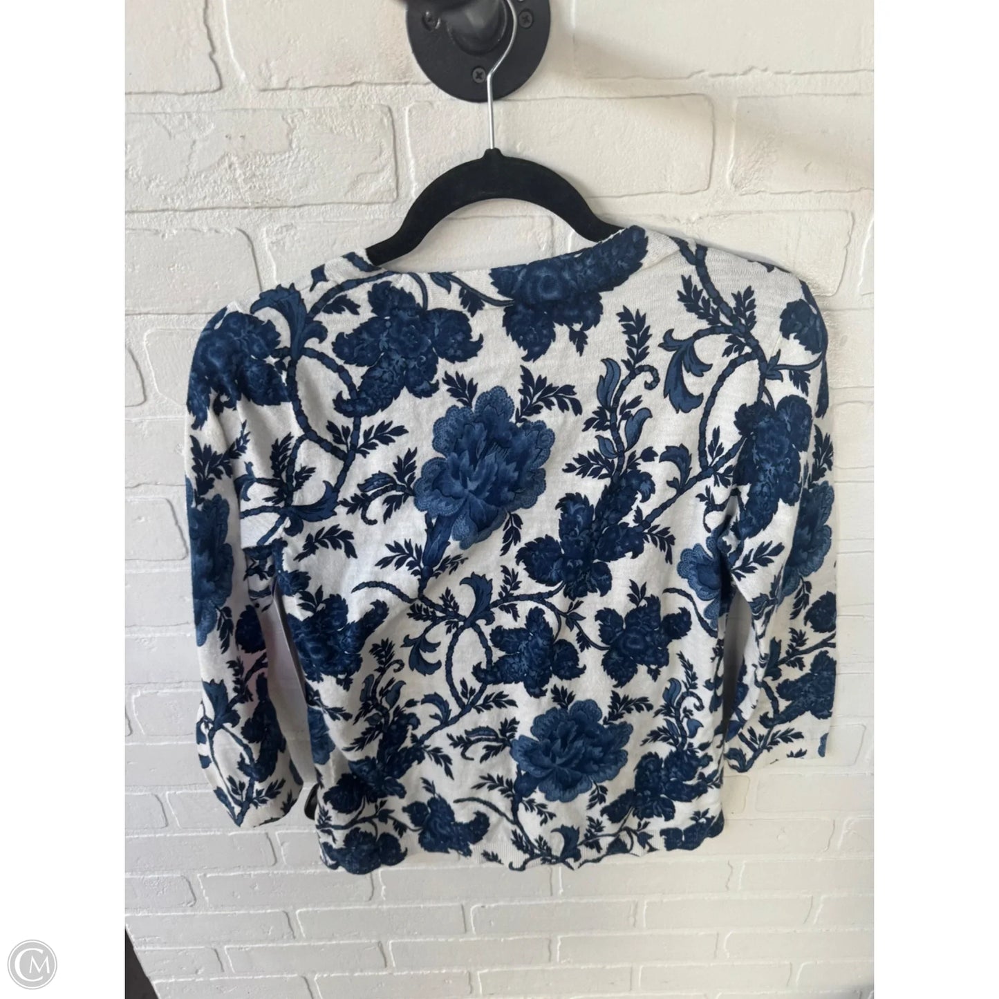 Sweater By Talbots In Blue & White, Size: M
