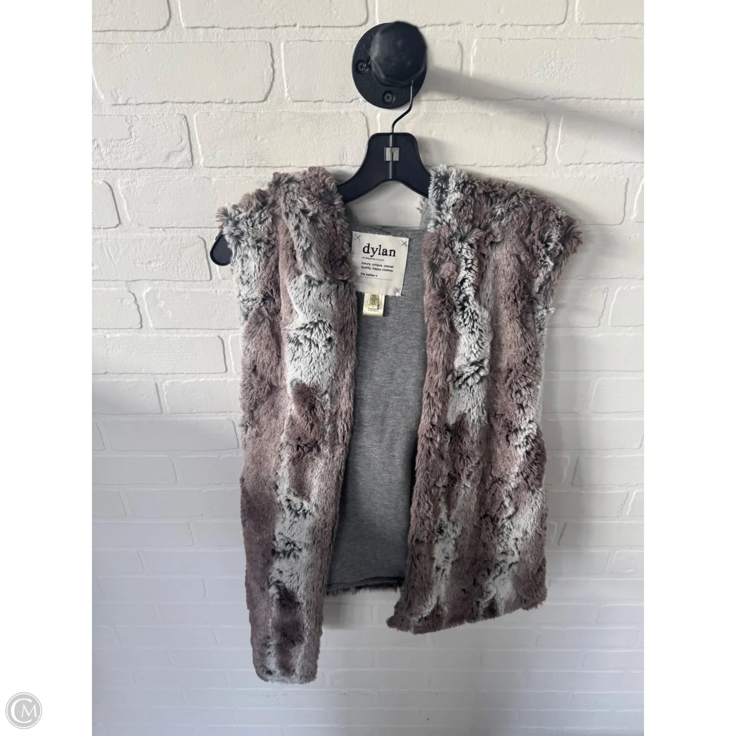 Vest Faux Fur & Sherpa By Dylan In Brown & White, Size: L