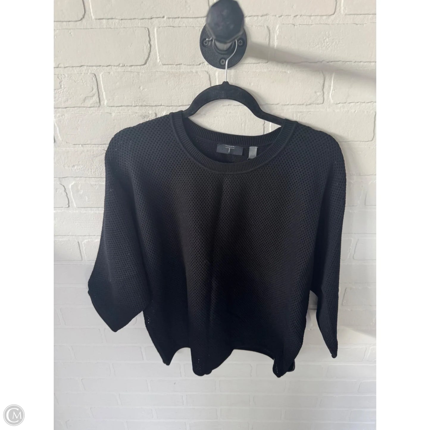 Sweater Short Sleeve By T Tahari In Black, Size: L