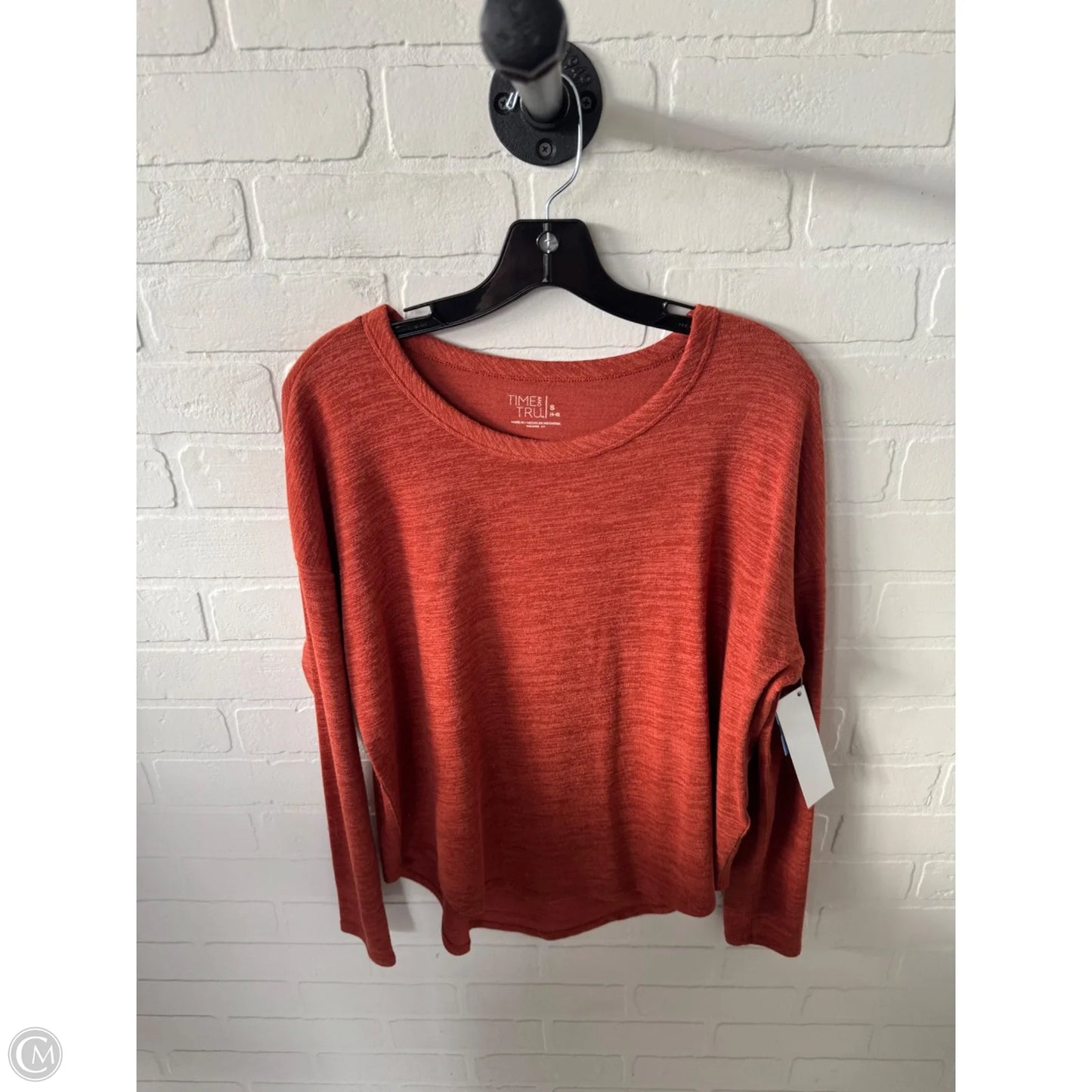 Top Long Sleeve Basic By Time And Tru In Orange, Size: S