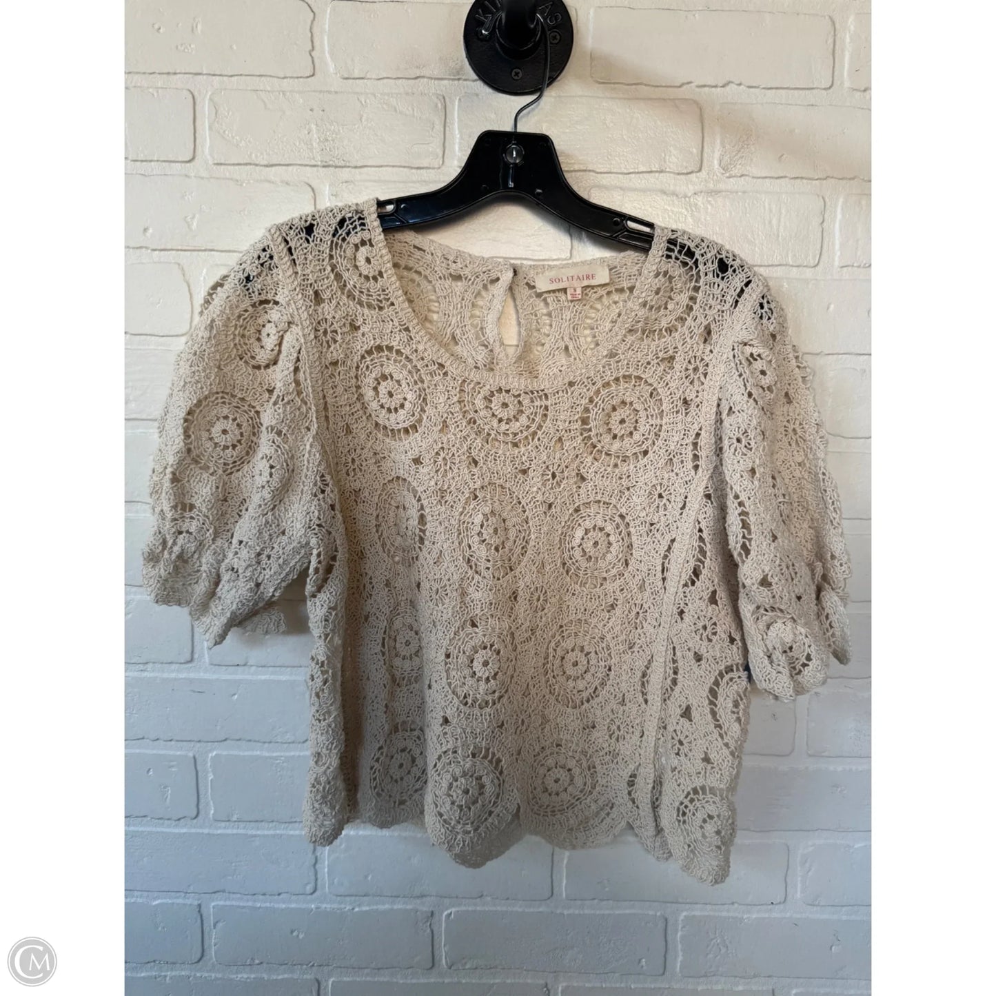 Top Short Sleeve By Solitaire In Tan, Size: S