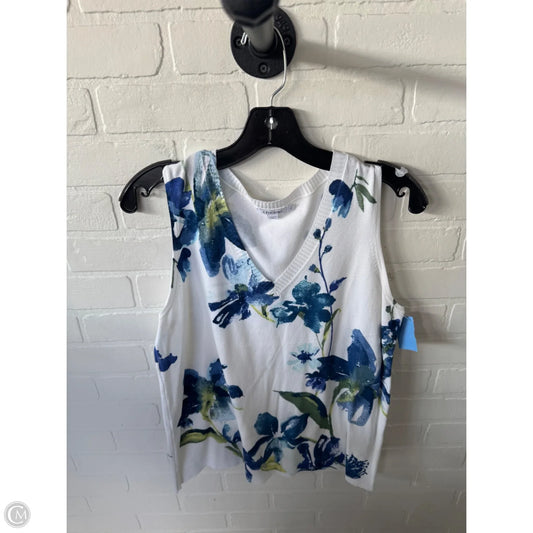 Vest Sweater By Chicos In Blue & White, Size: M