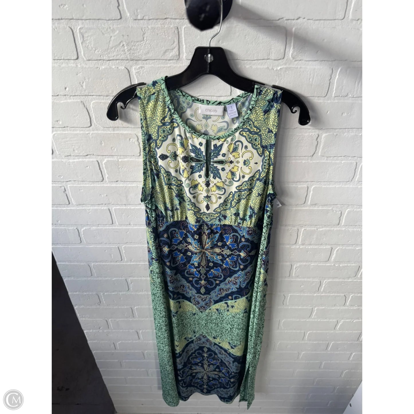 Dress Casual Maxi By Chicos In Blue & Green, Size: M