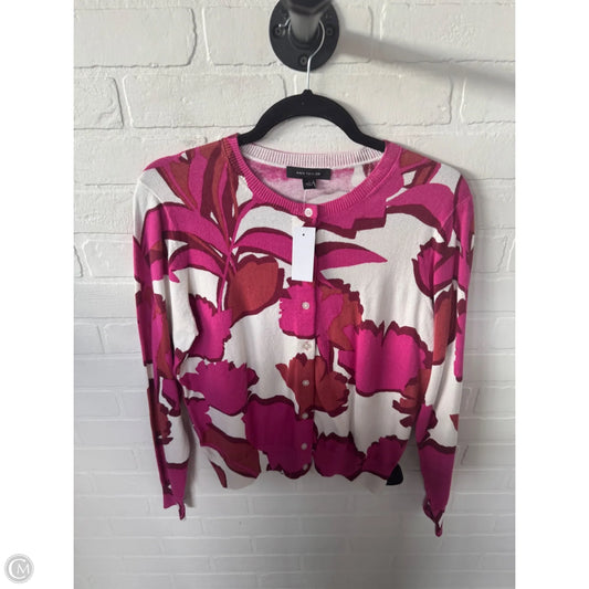 Sweater Cardigan By Ann Taylor In Pink & Red, Size: M