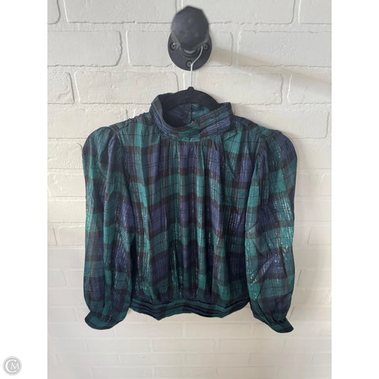 Top Long Sleeve By Ann Taylor In Green & Silver, Size: Xxsp