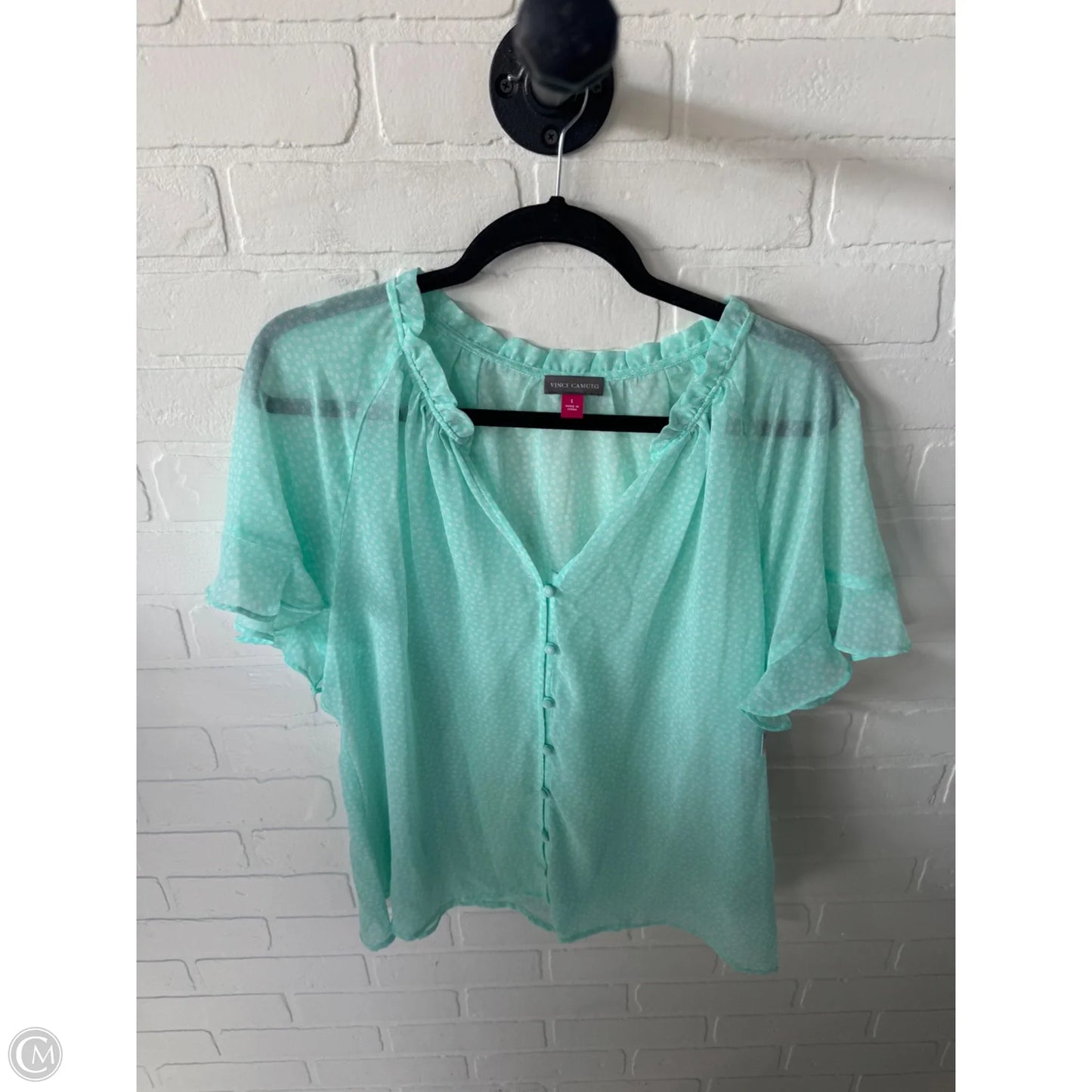 Top Short Sleeve By Vince Camuto In Blue, Size: L