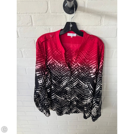 Top Long Sleeve By Calvin Klein In Black & Red, Size: L