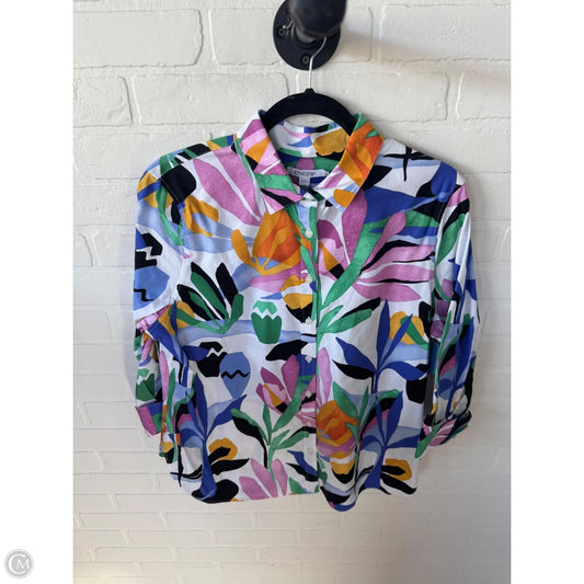 Top 3/4 Sleeve By Chicos In Purple & White, Size: M