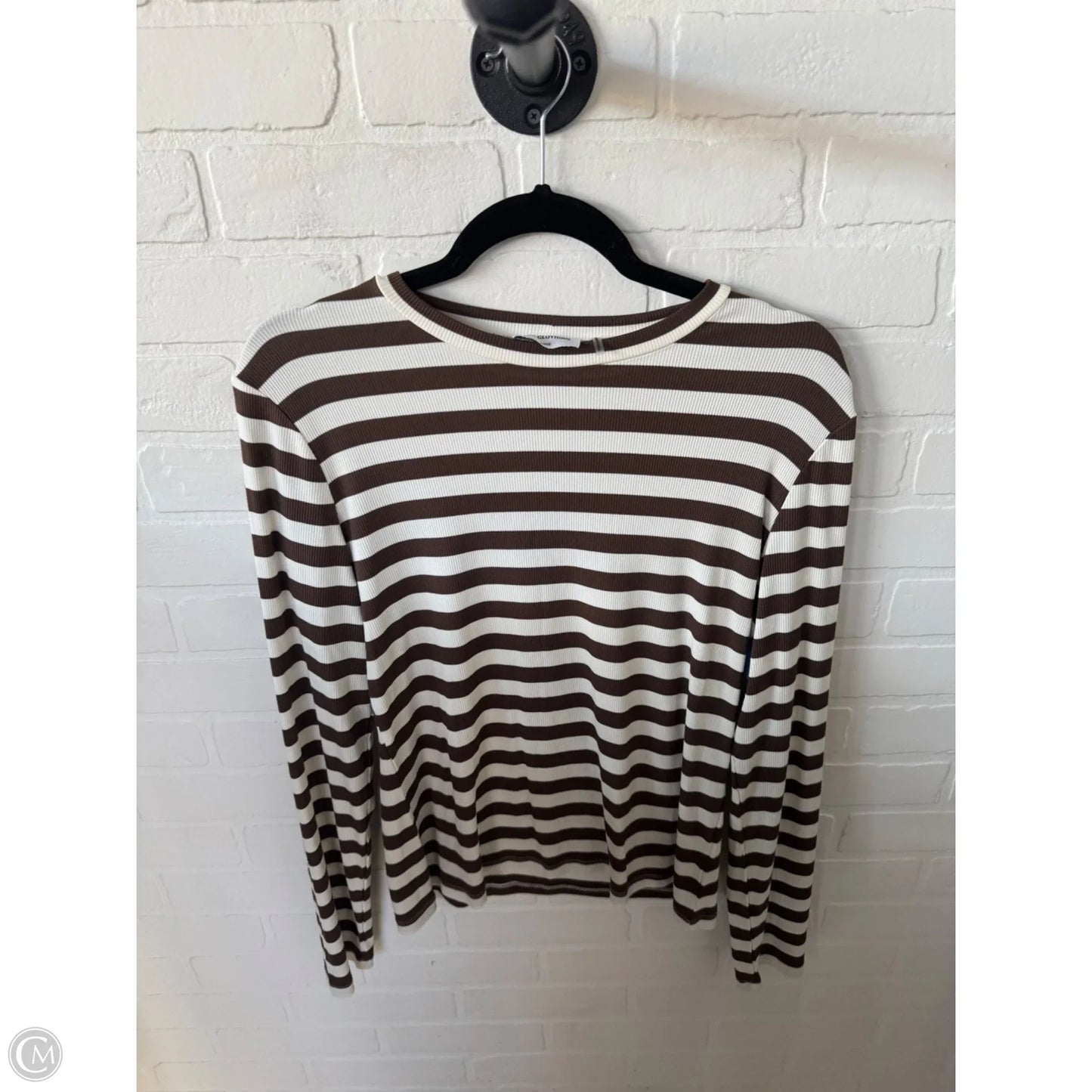 Top Long Sleeve Basic By Lna In Brown & White, Size: L