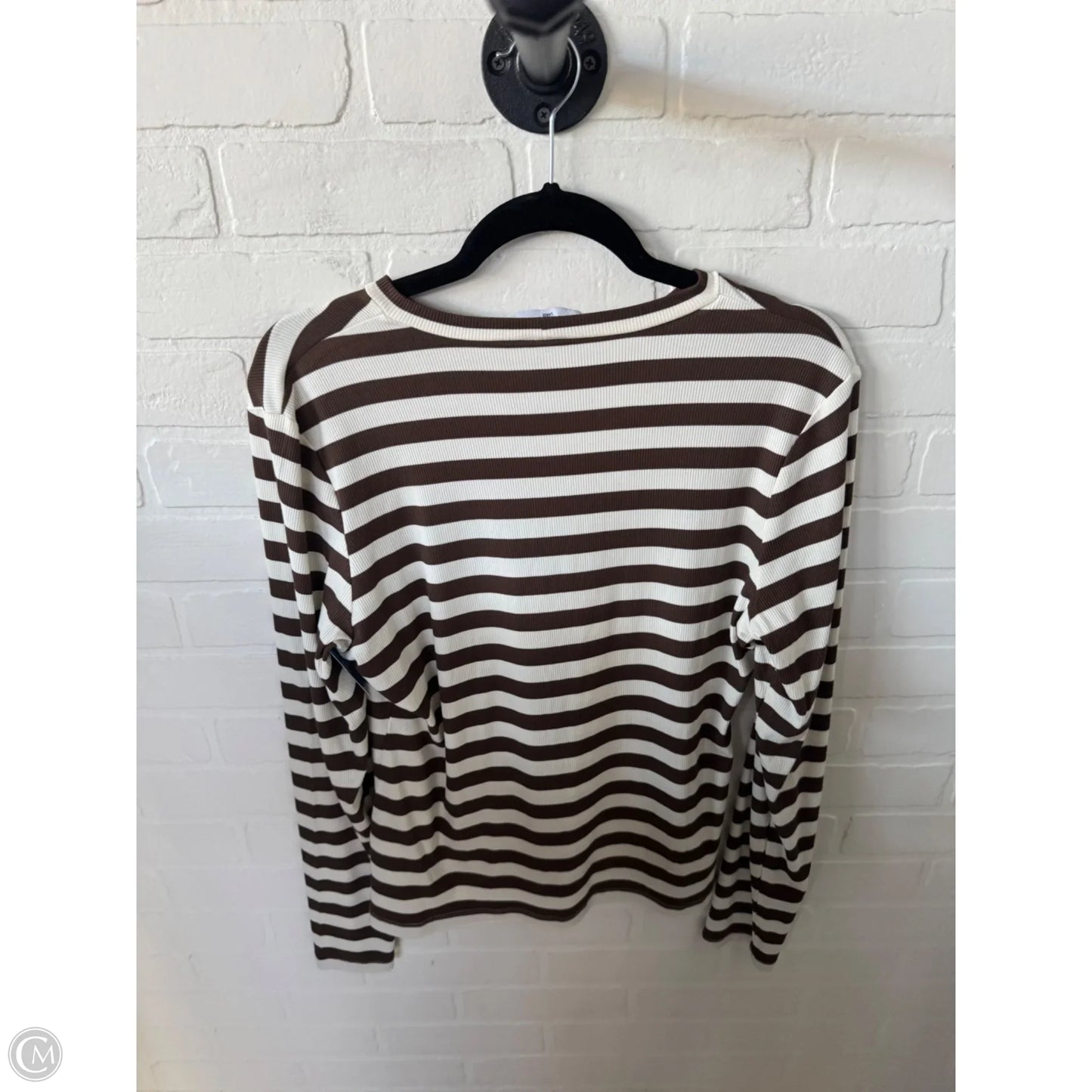 Top Long Sleeve Basic By Lna In Brown & White, Size: L