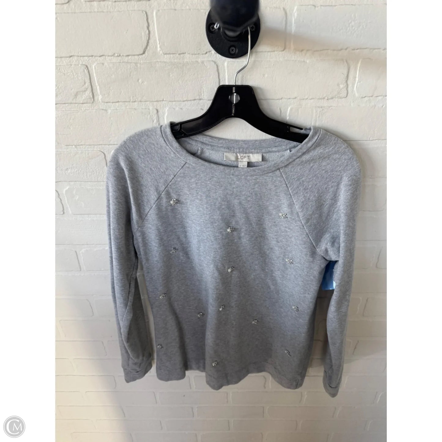 Sweatshirt Crewneck By Loft In Grey, Size: S