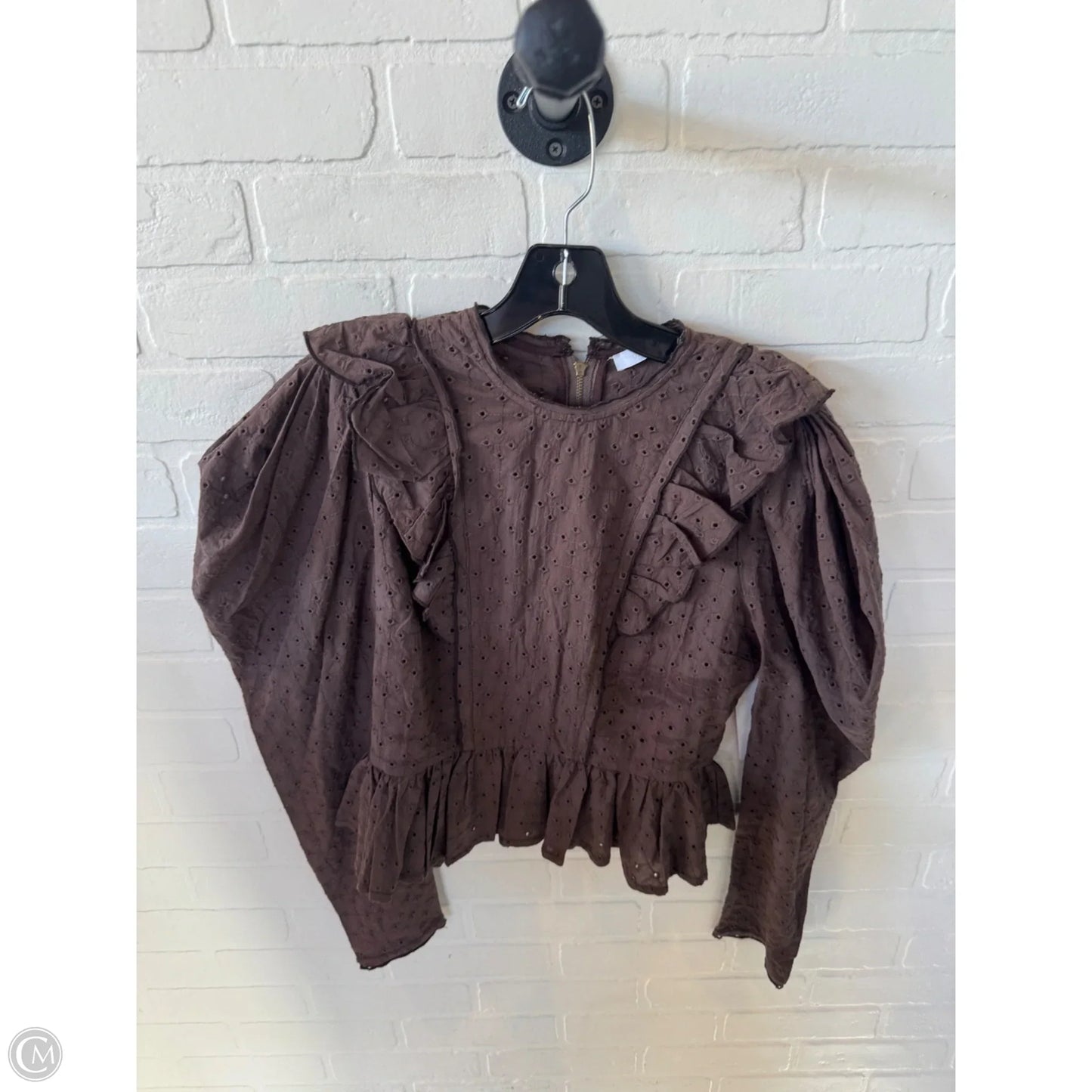 Top Long Sleeve By Olivaceous In Brown, Size: M