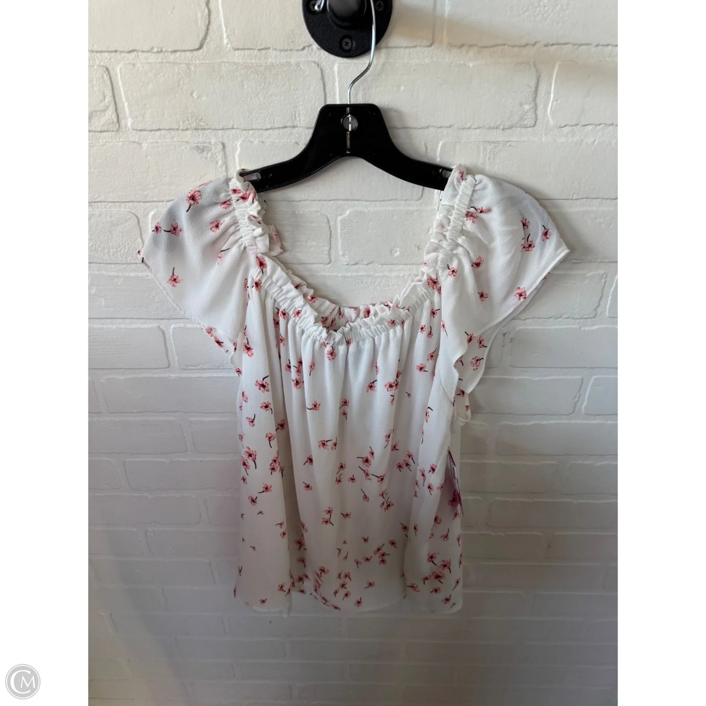 Top Short Sleeve By Cece In Pink & White, Size: L