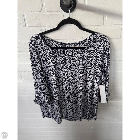 Top 3/4 Sleeve By Dressbarn In Blue & White, Size: 2x