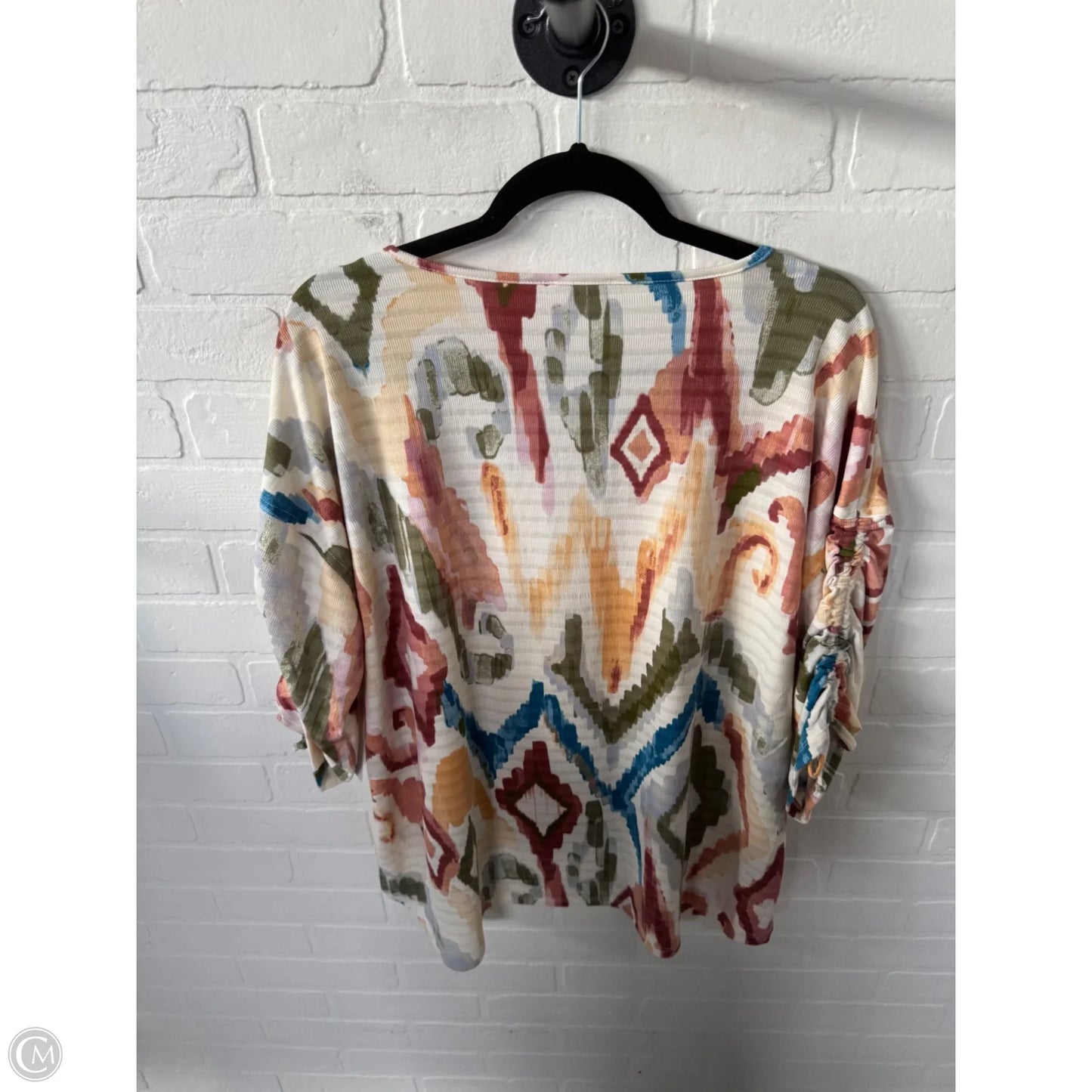 Top 3/4 Sleeve By West Bound In Green & Tan, Size: Xl