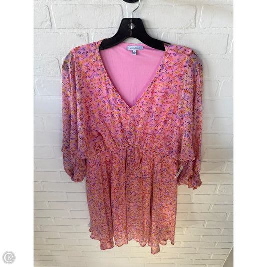 Dress Casual Short By White Birch In Pink & Yellow, Size: L