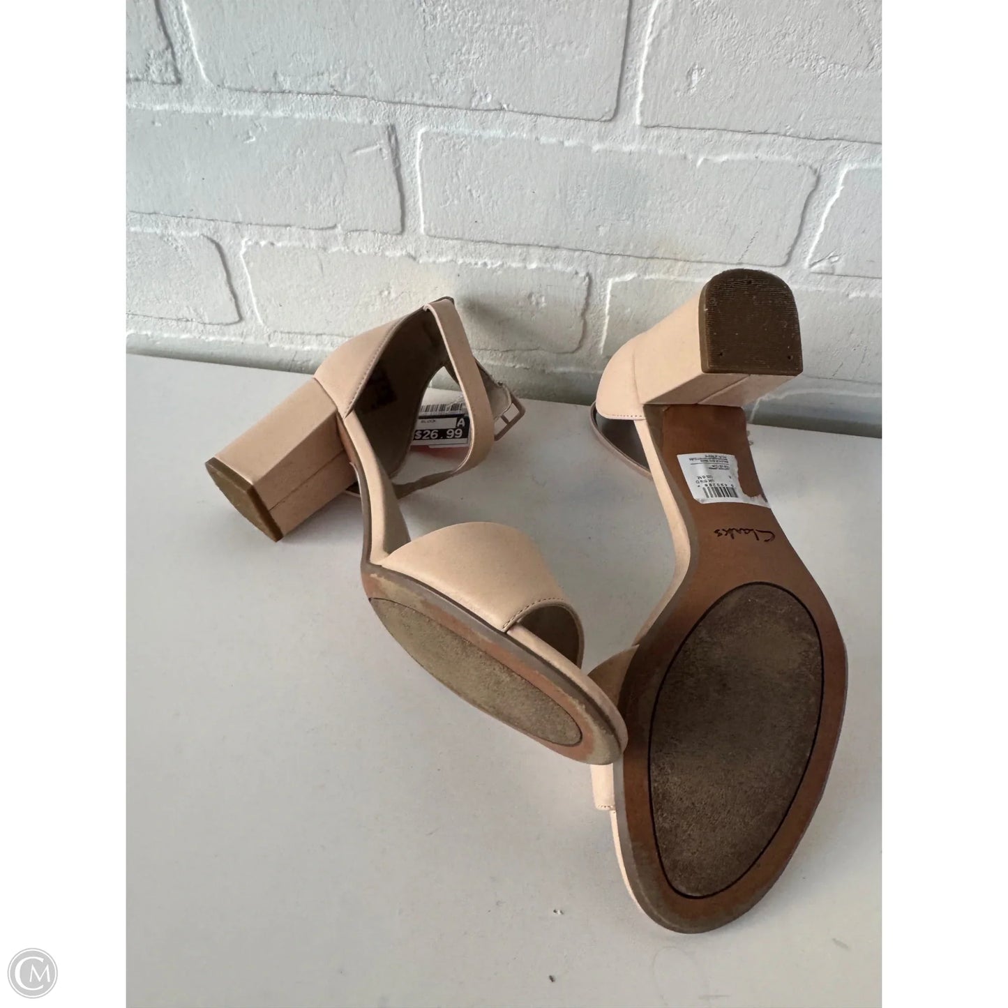 Sandals Heels Block By Clarks In Tan, Size: 8