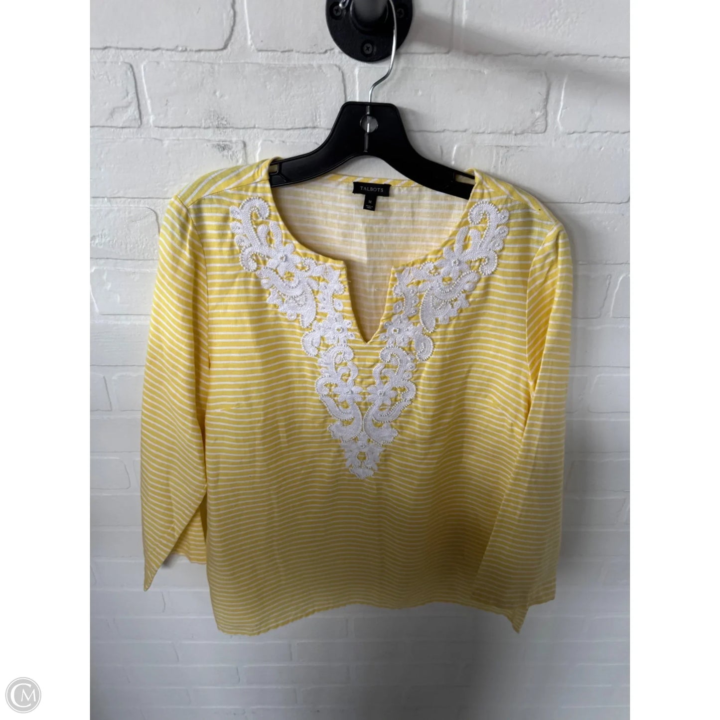 Top 3/4 Sleeve By Talbots In Yellow, Size: M