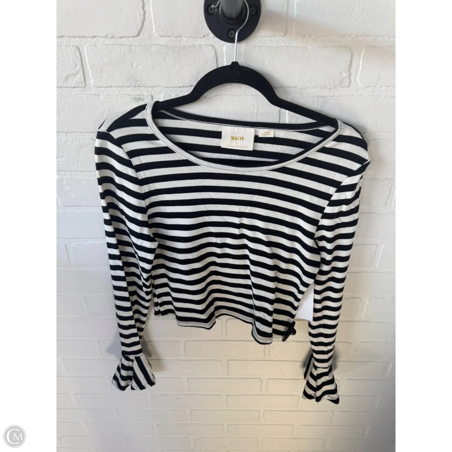 Top Long Sleeve By Maeve In Black & White, Size: M