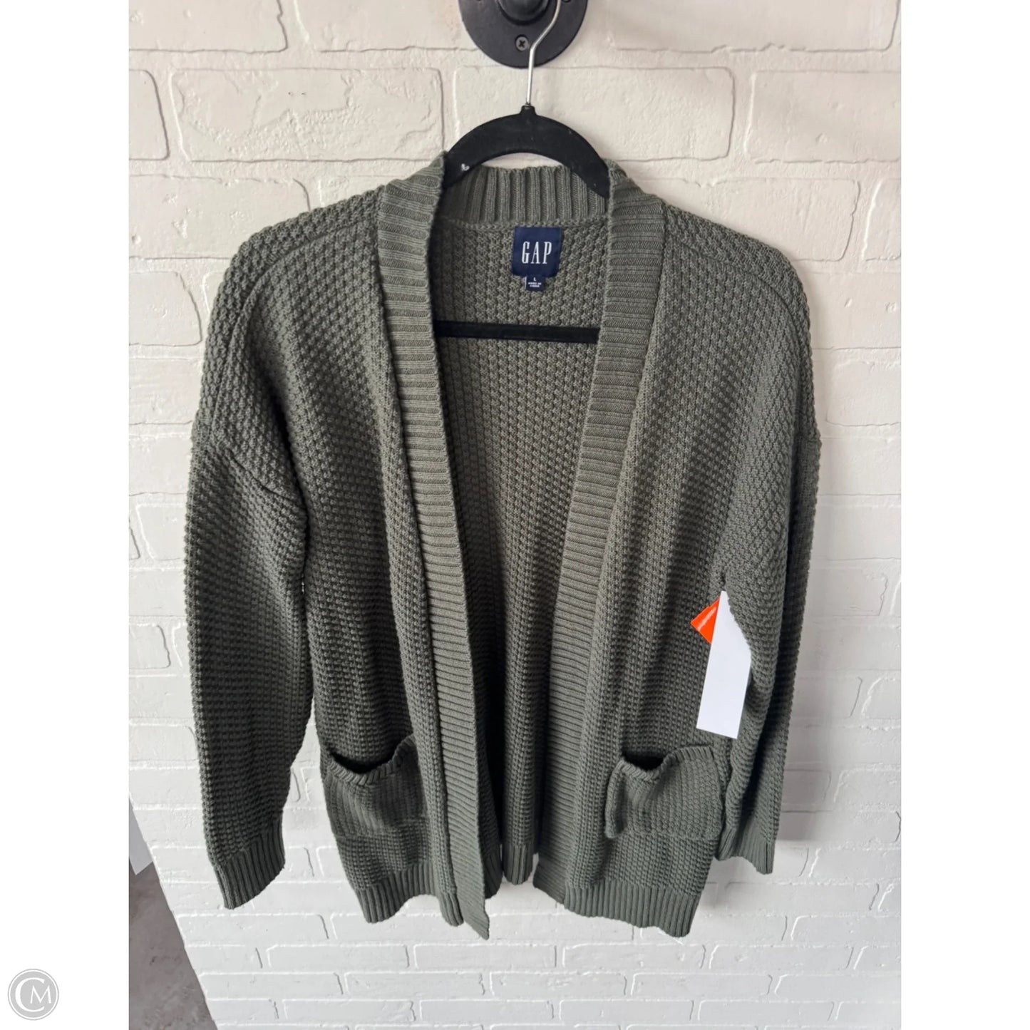 Sweater Cardigan By Gap In Green, Size: L