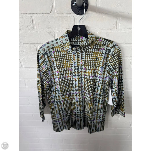 Top 3/4 Sleeve By Isaac Mizrahi Live Qvc In Blue & Green, Size: S