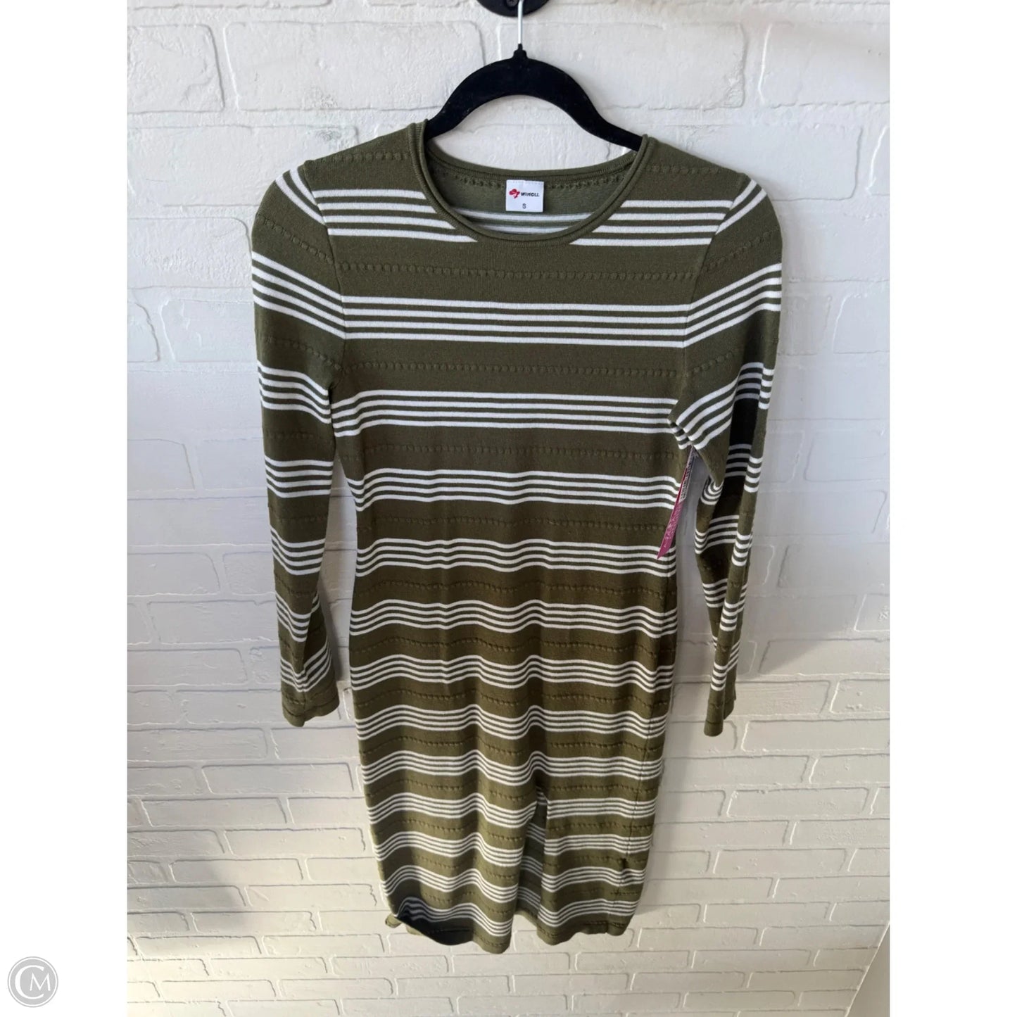 Dress Sweater By Cme In Green & White, Size: S