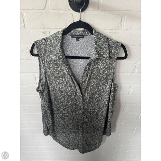 Top Sleeveless By Adrianna Papell In Green & White, Size: L