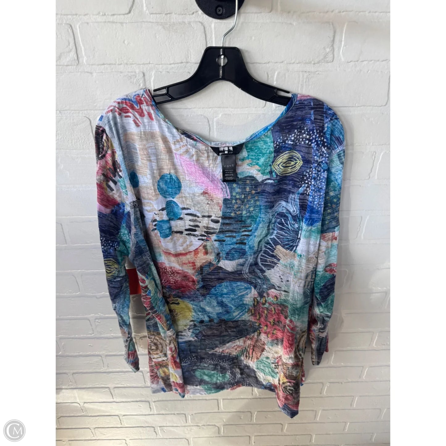 Top Long Sleeve By Ali Miles In Blue & Tan, Size: 2x