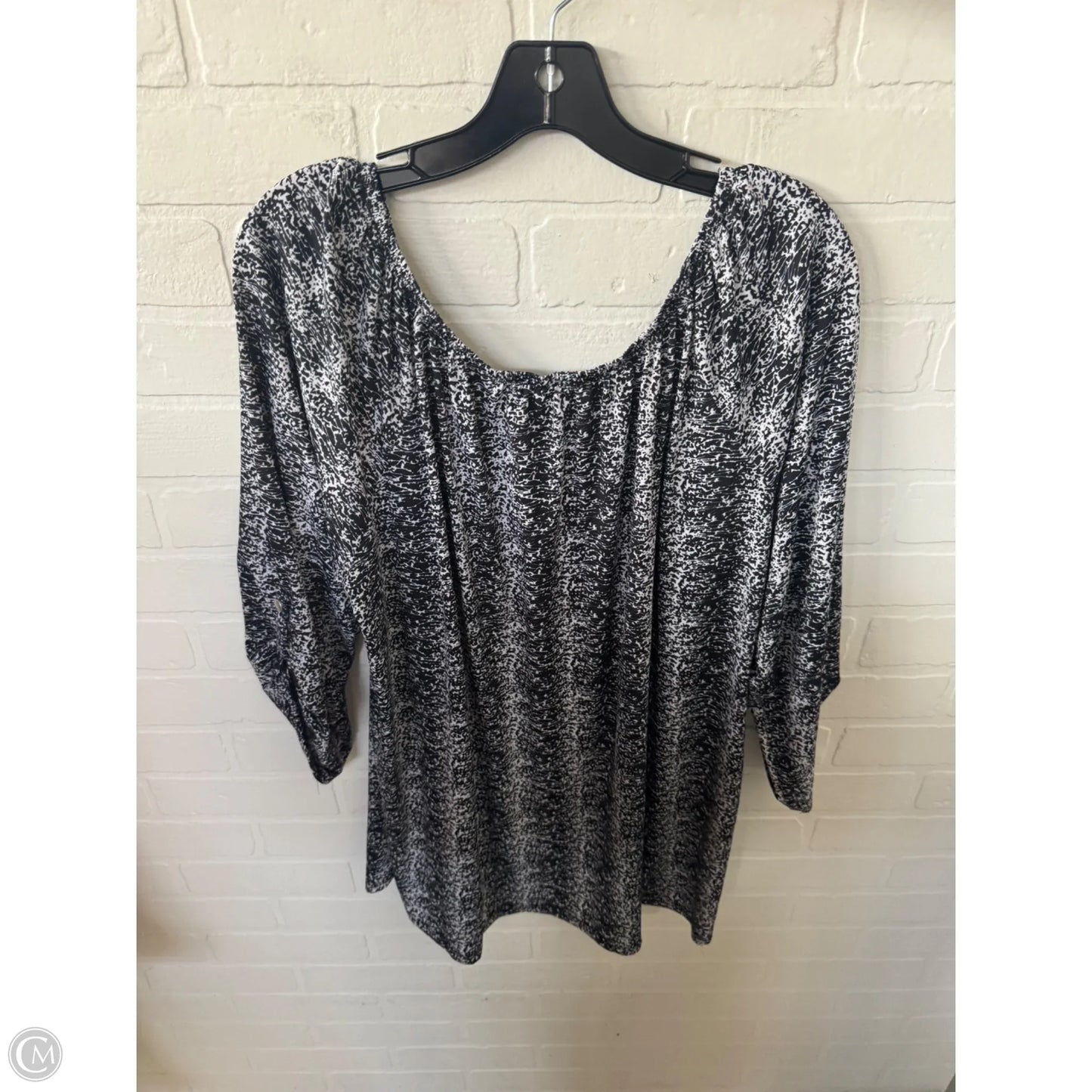 Top 3/4 Sleeve By Notations In Black & White, Size: 3x