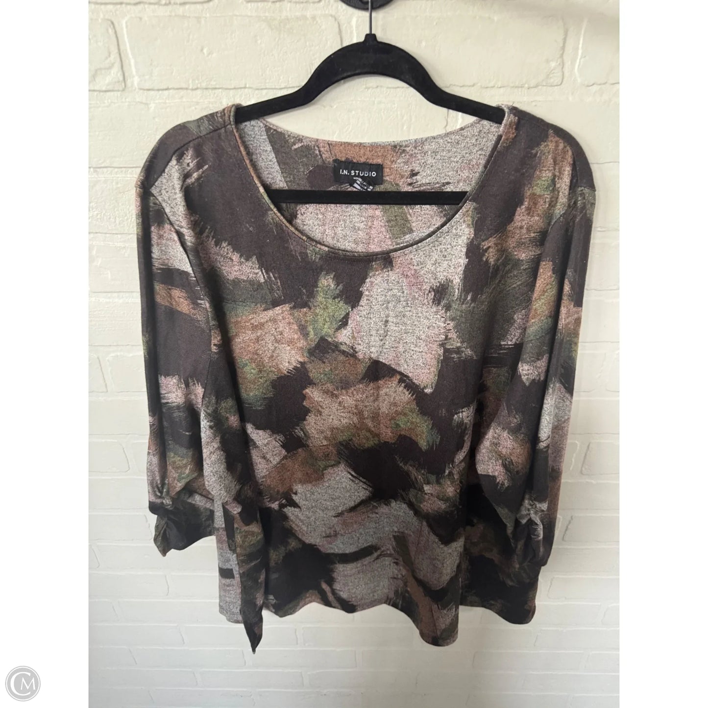 Top 3/4 Sleeve By In Studio In Brown, Size: 3x
