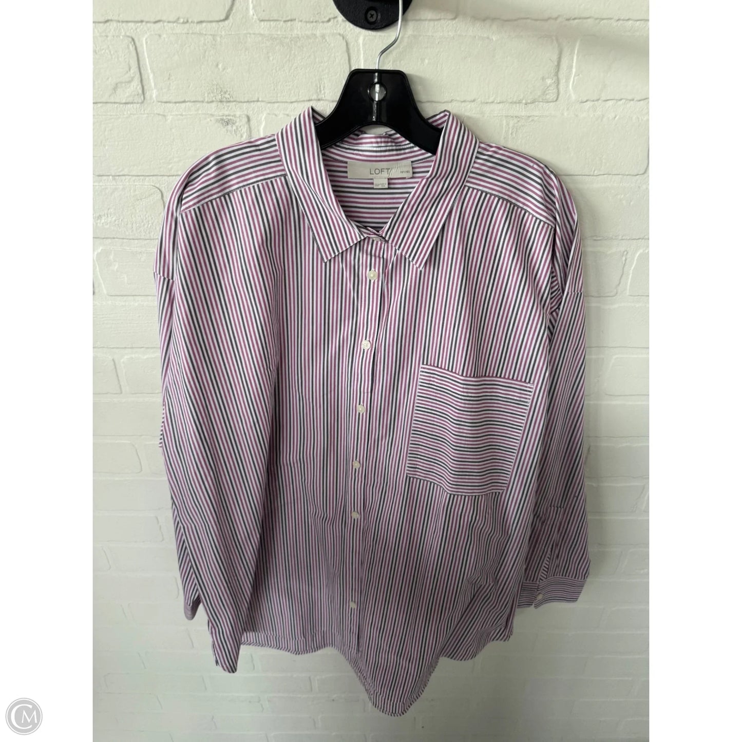 Top Long Sleeve By Loft In Brown & Pink, Size: Xxl