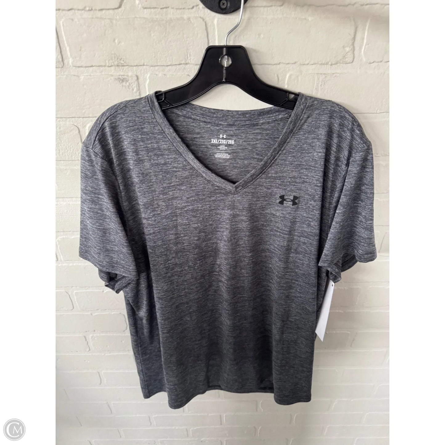 Athletic Top Short Sleeve By Under Armour In Grey, Size: 2x