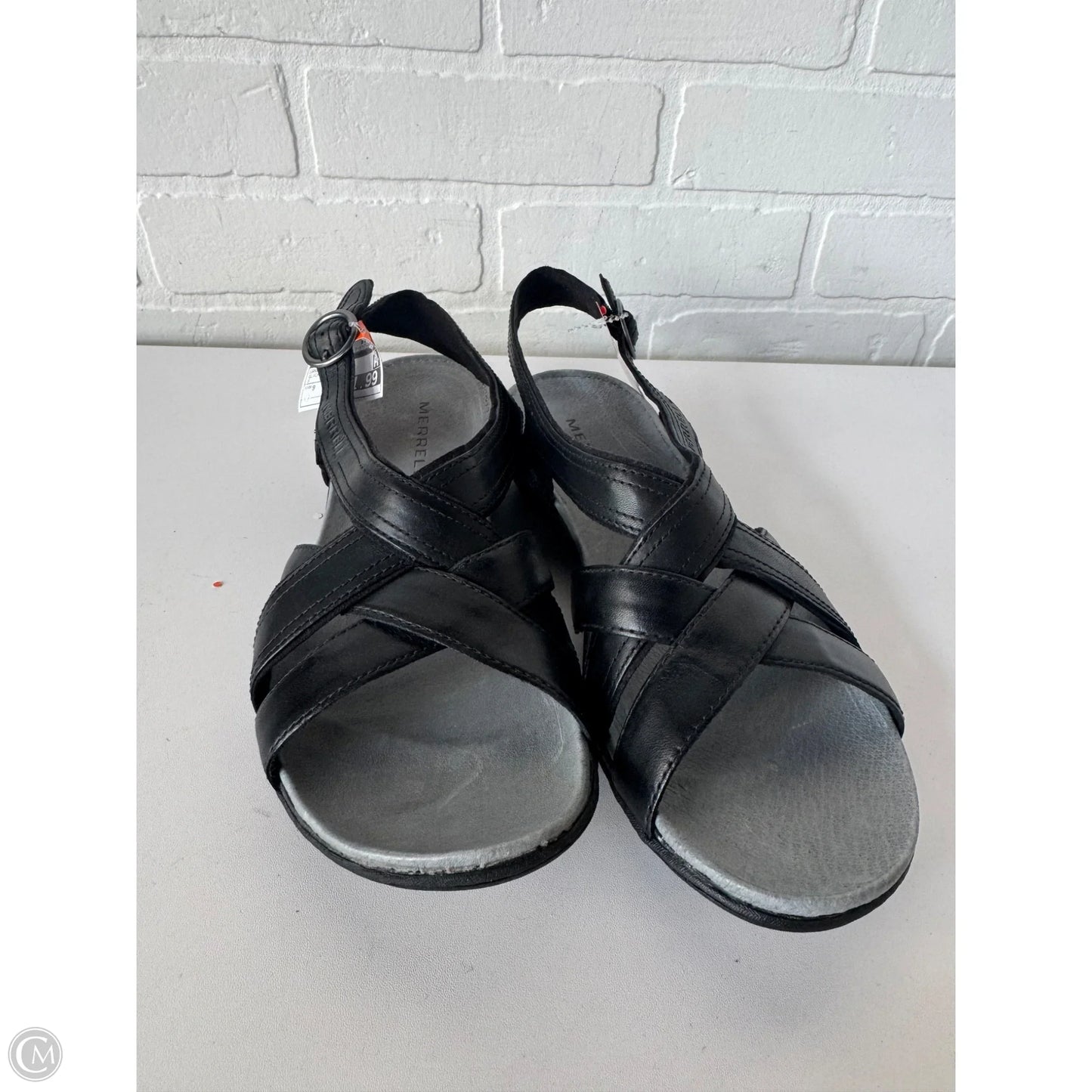 Sandals Flats By Merrell In Black & Grey, Size: 9