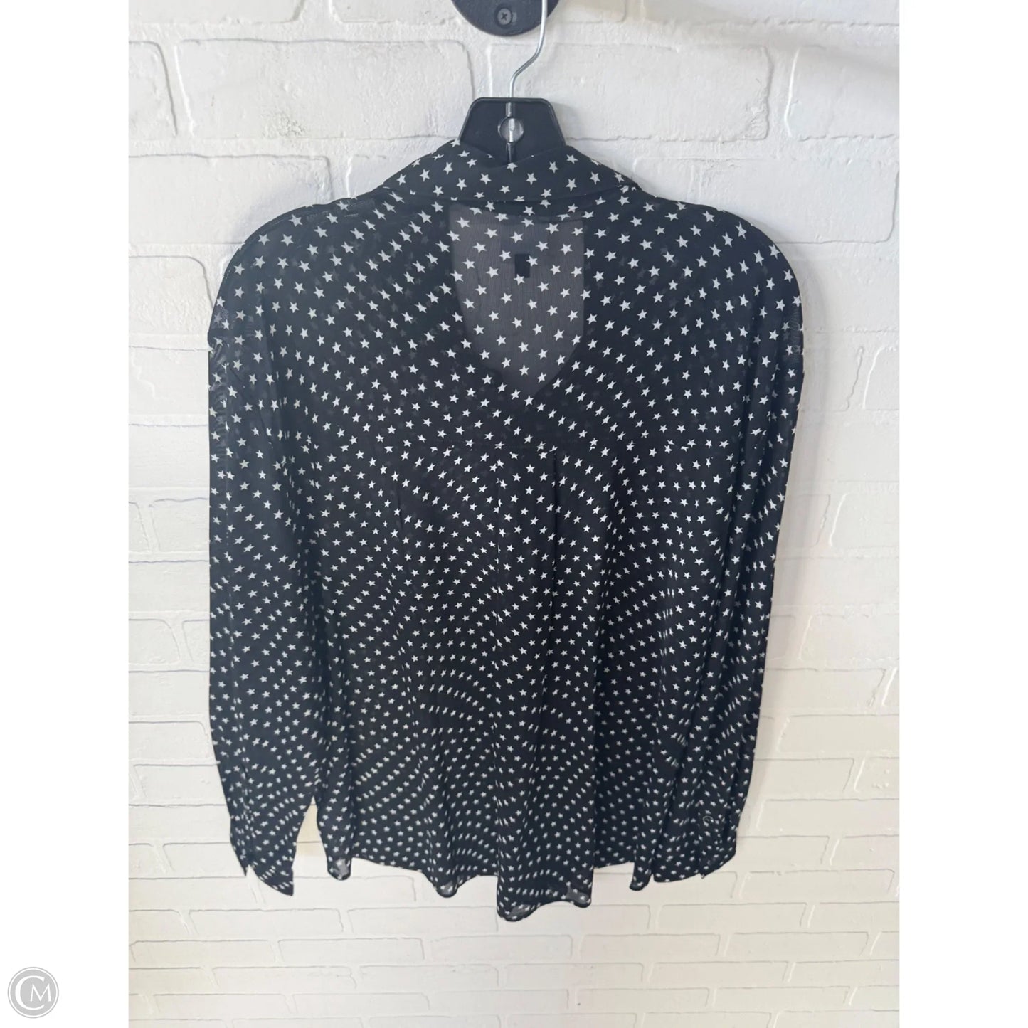 Top Long Sleeve By Cabi In Black & White, Size: Xl