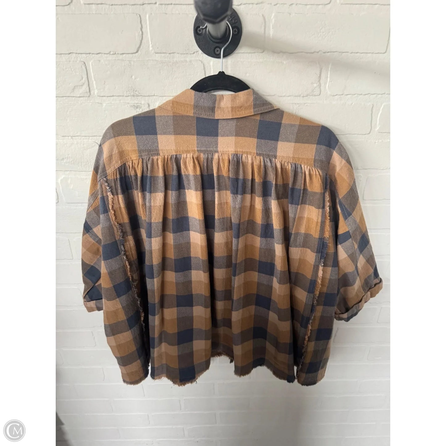 Top Short Sleeve By Easel In Blue & Brown, Size: M