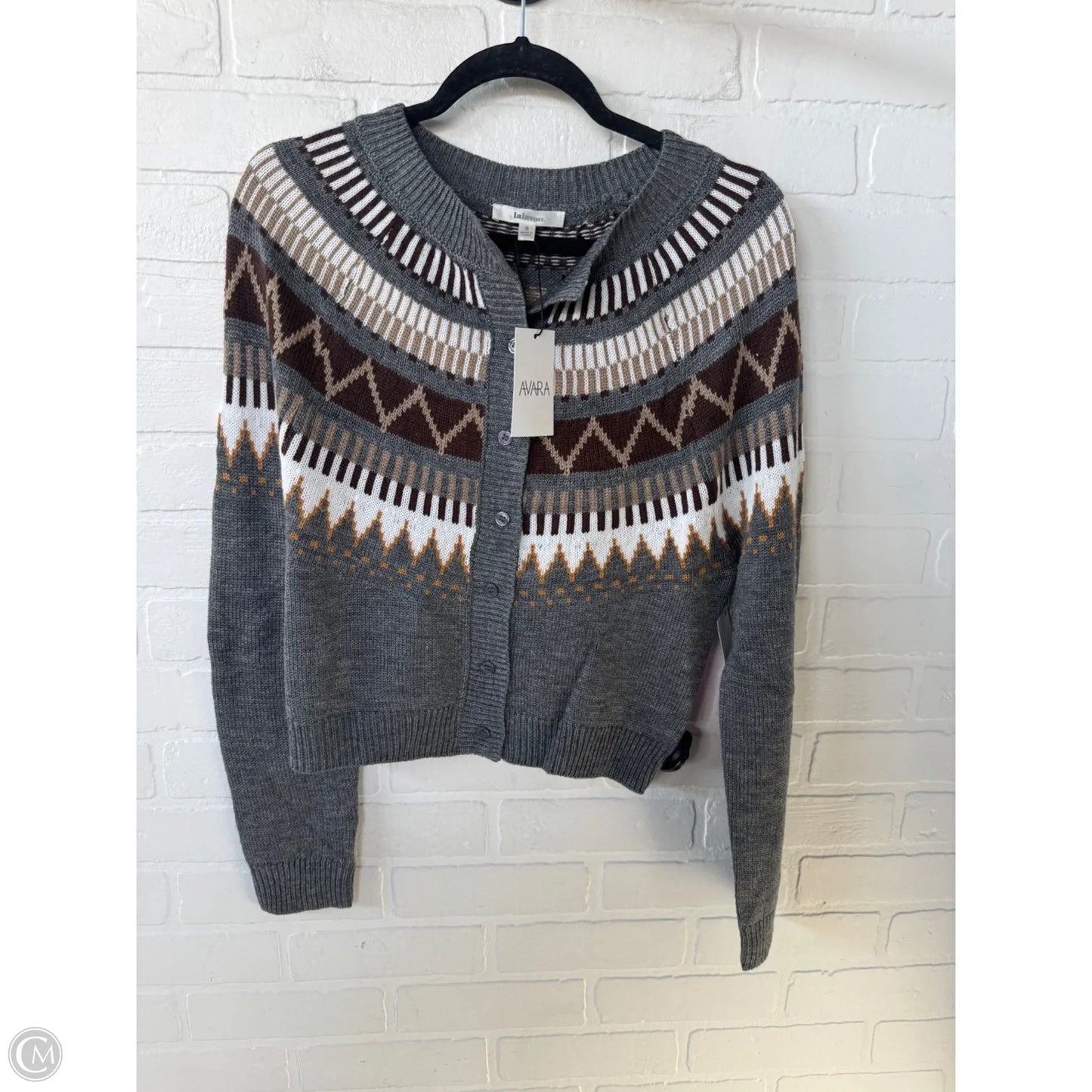 Sweater Cardigan By Cmc In Brown & Grey, Size: S