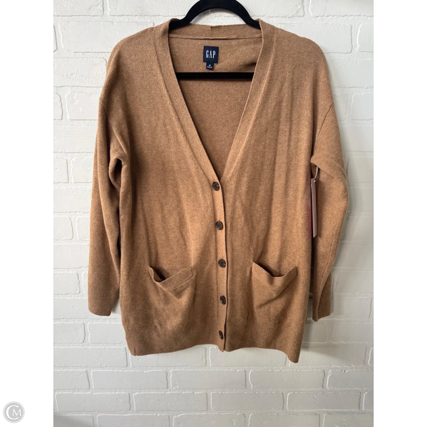 Sweater Cardigan By Gap In Tan, Size: M