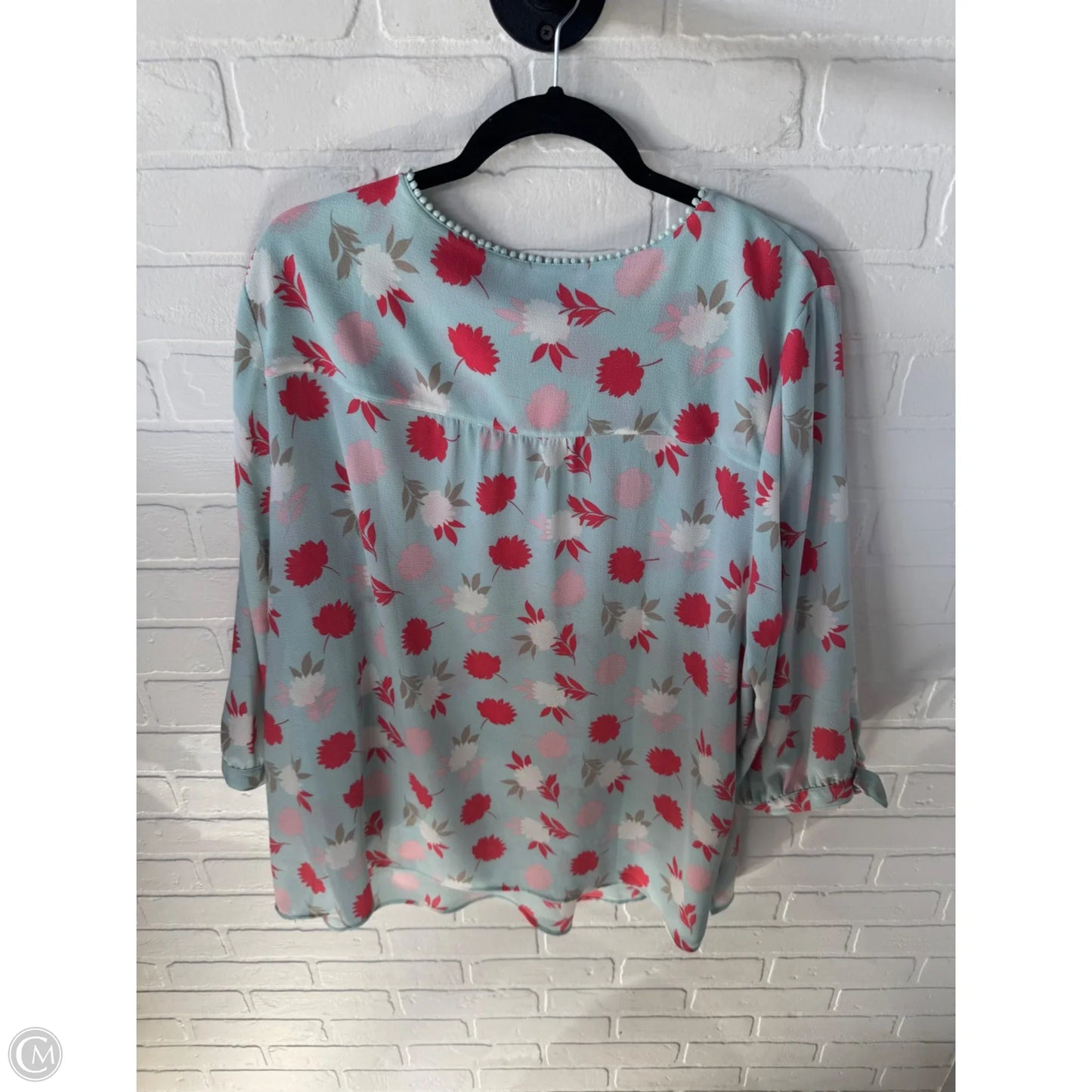 Top 3/4 Sleeve By Catherines In Blue & Pink, Size: 2x