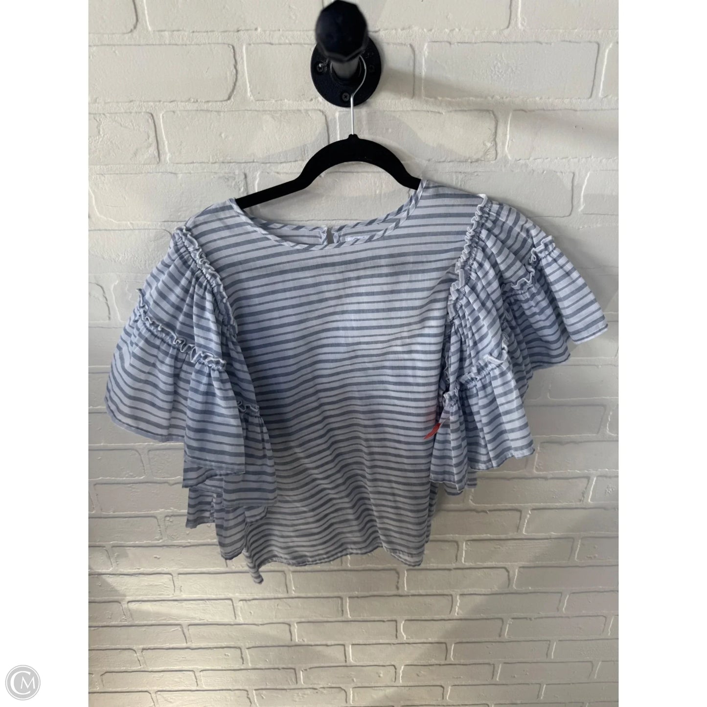 Top Short Sleeve By Mudpie In Blue & White, Size: S