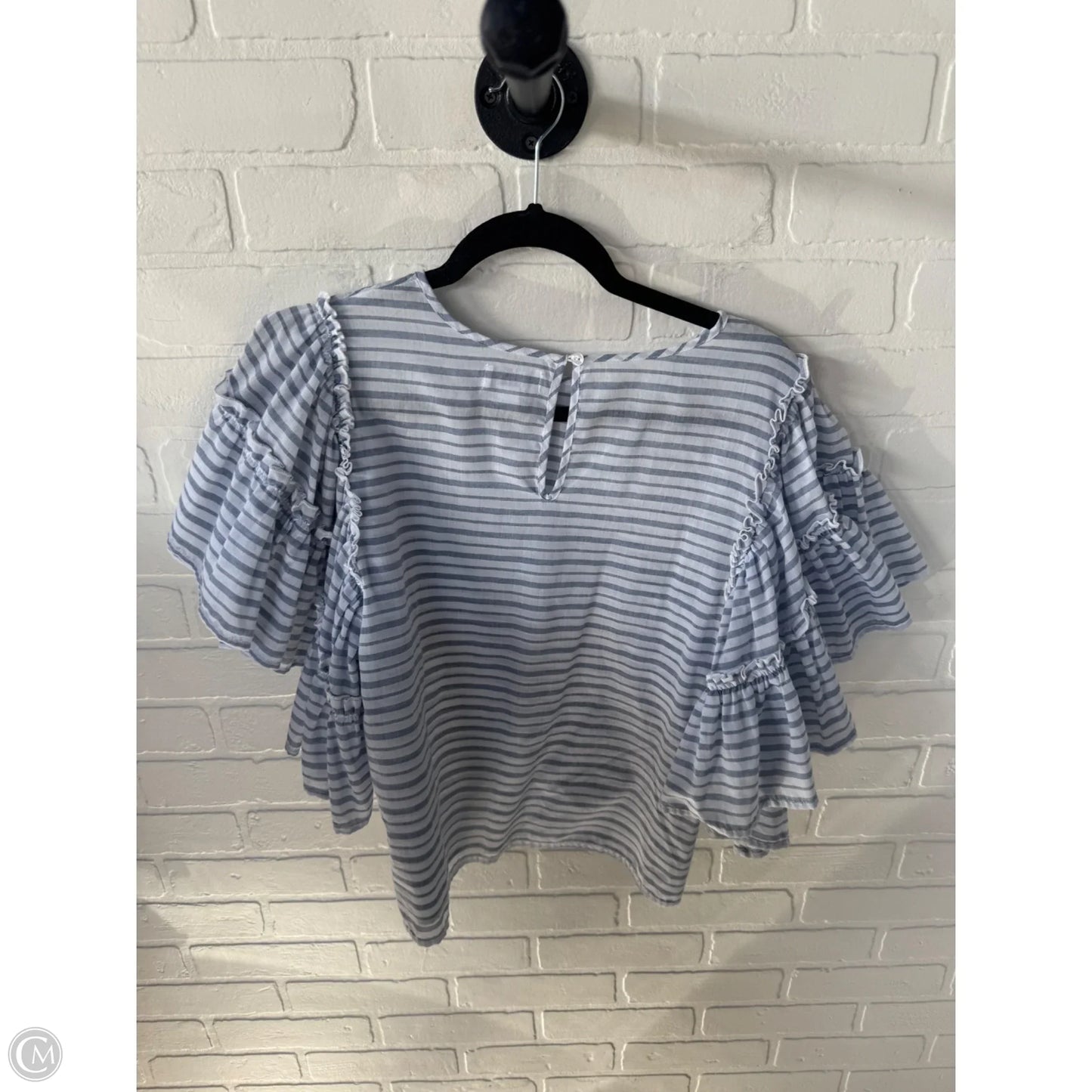 Top Short Sleeve By Mudpie In Blue & White, Size: S