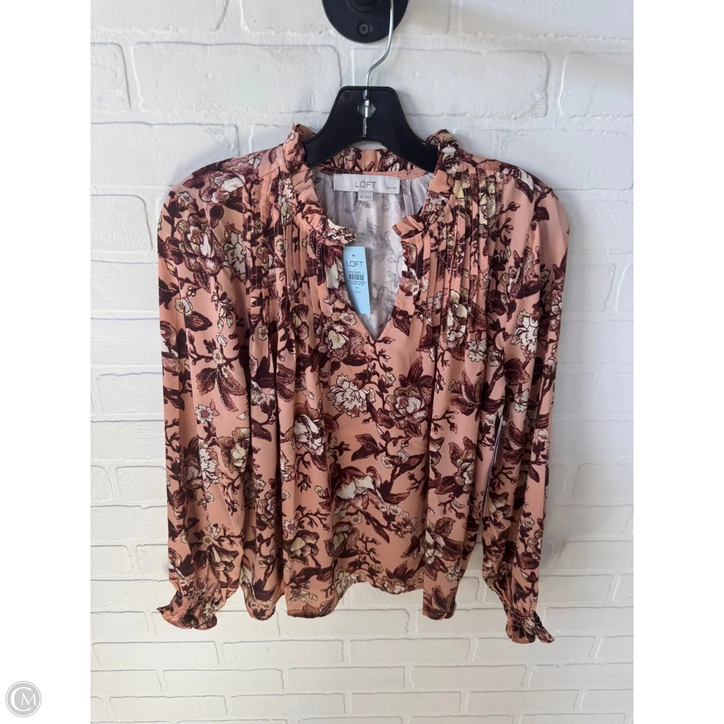 Top Long Sleeve By Loft In Brown & Tan, Size: Mp