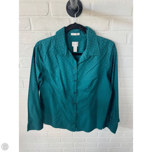 Top Long Sleeve By Chicos In Black & Green, Size: M