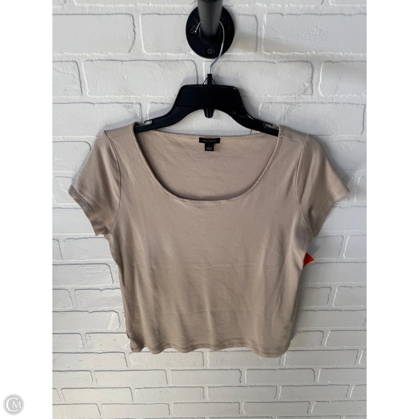 Top Short Sleeve Basic By Ann Taylor In Tan, Size: L