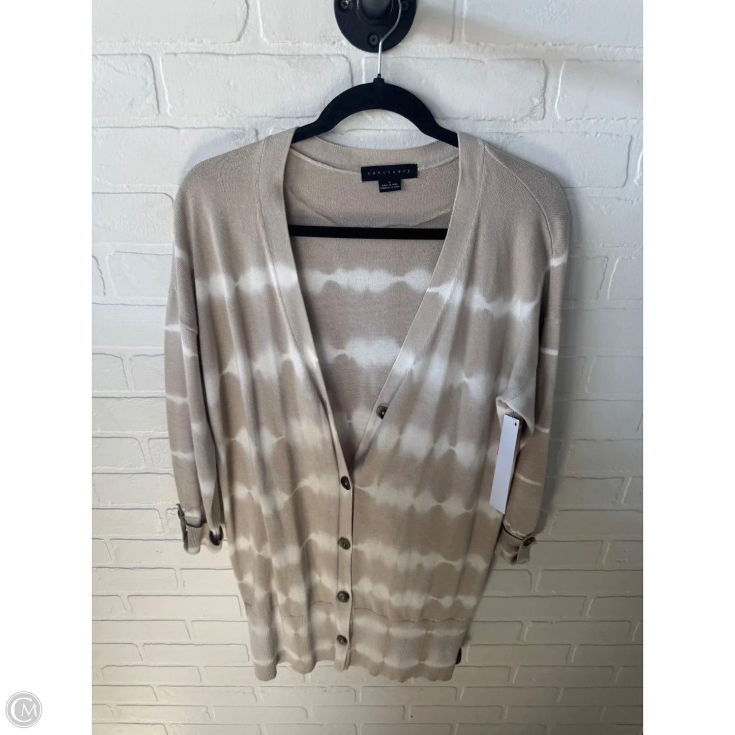 Sweater Cardigan By Sanctuary In Tan & White, Size: S