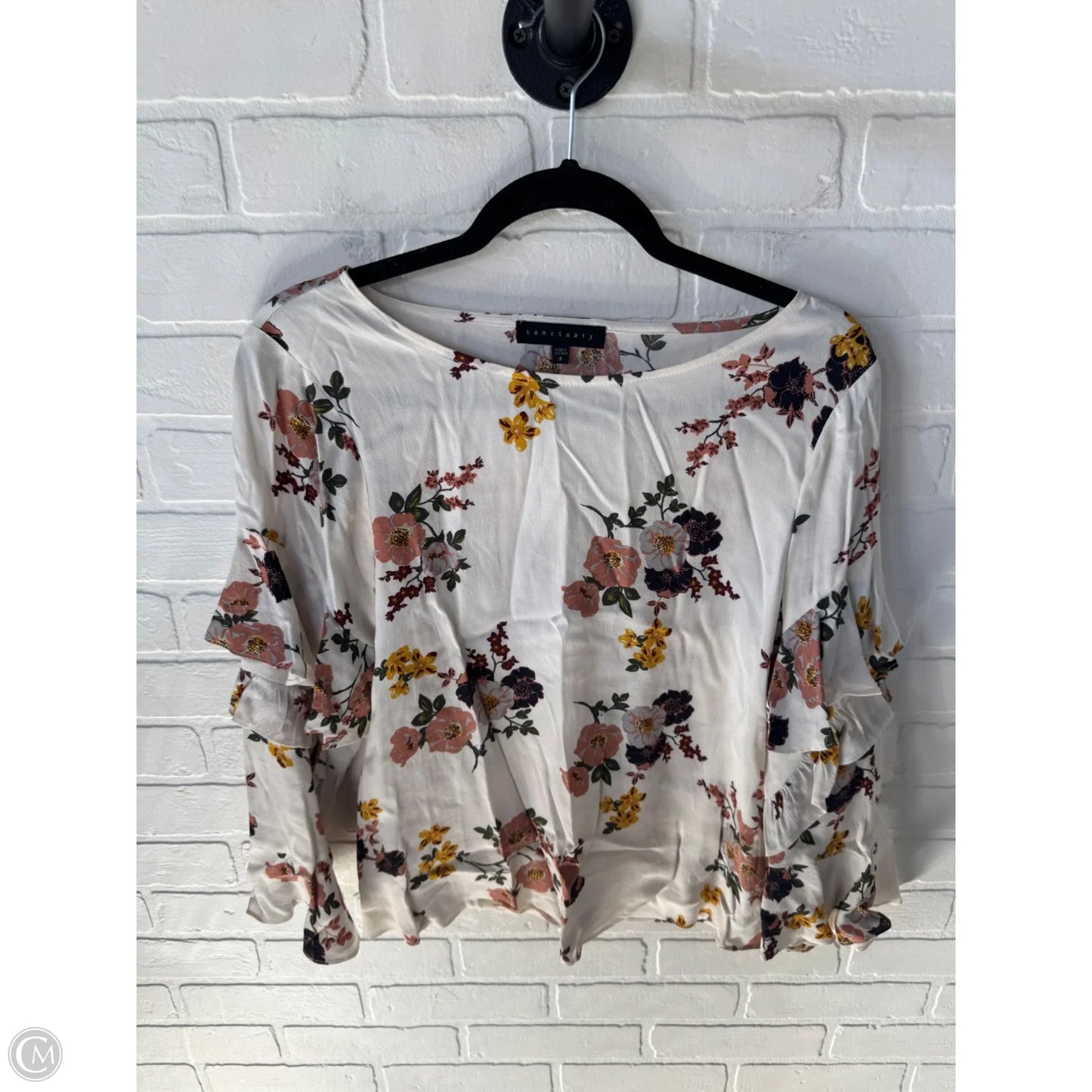 Top 3/4 Sleeve By Sanctuary In Cream & Tan, Size: S