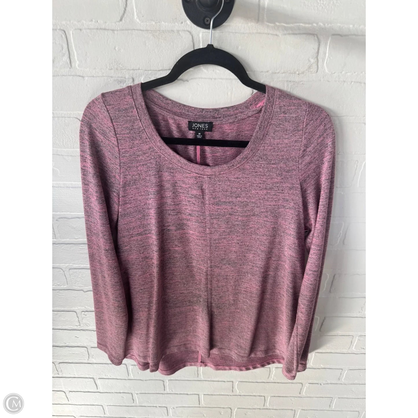 Top Long Sleeve Basic By Jones New York In Grey & Pink, Size: M
