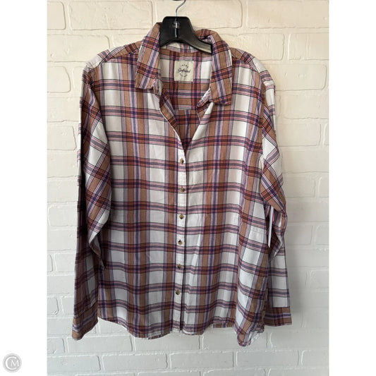 Top Long Sleeve By Jachs Girlfirend In Purple & White, Size: Xl