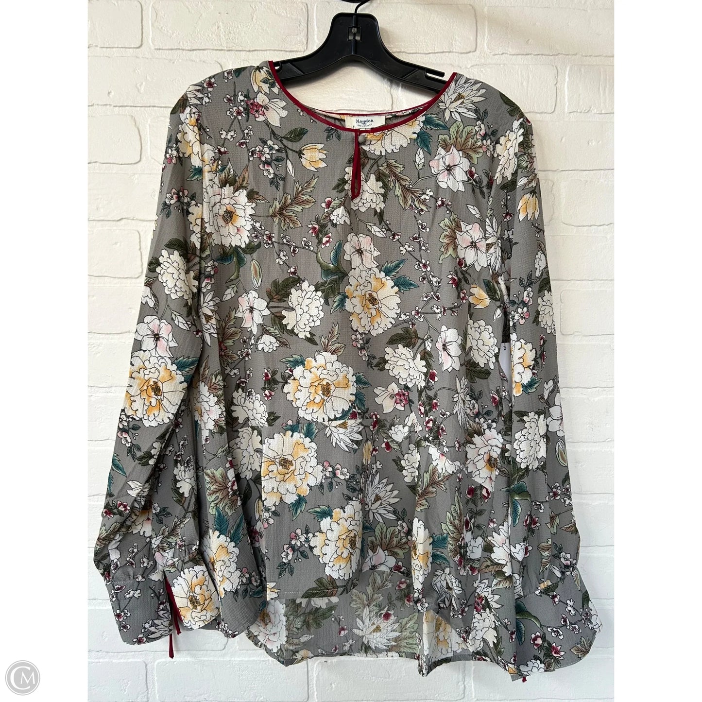Top Long Sleeve By Hayden La In Grey & Tan, Size: L
