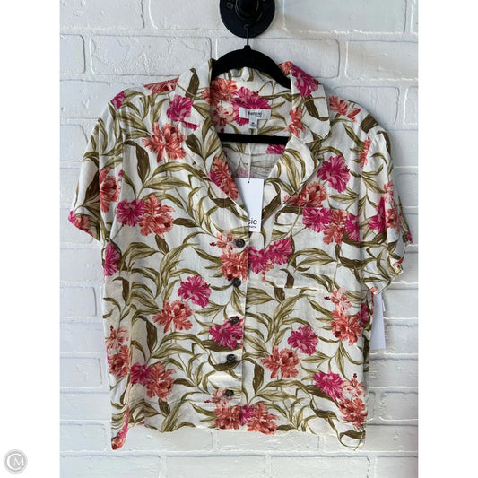 Top Short Sleeve By Kensie In Green & Tan, Size: M