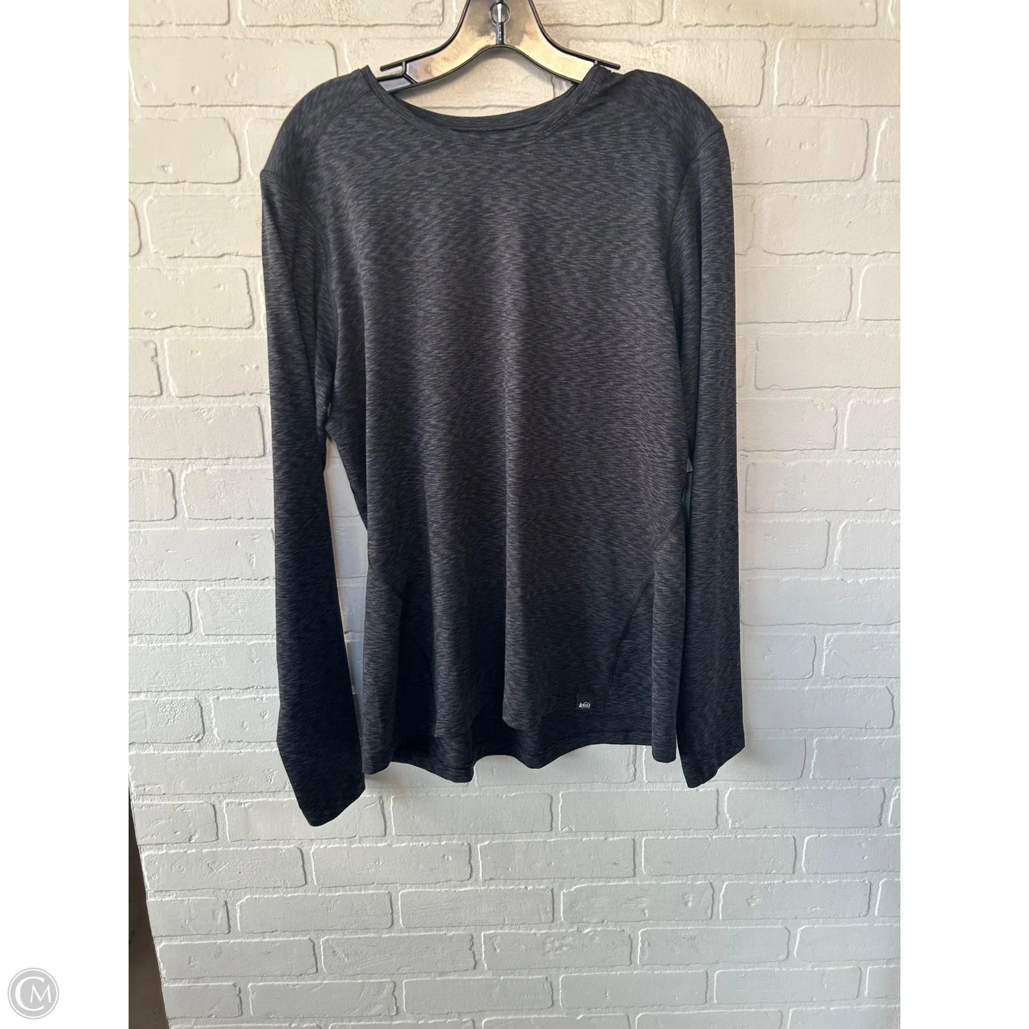Athletic Top Long Sleeve Crewneck By Rei In Black & Grey, Size: Xl